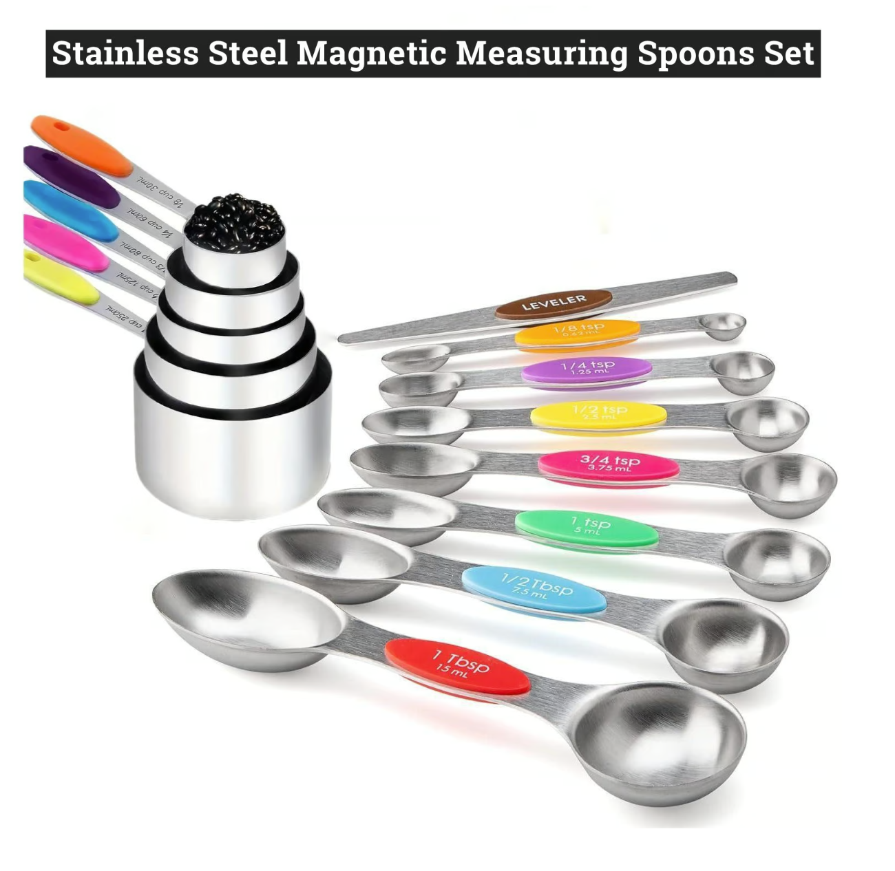 Stainless Steel Magnetic Measuring Spoons Set