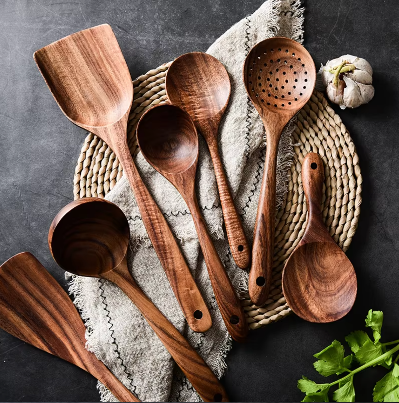 Natural Teak Wooden Utensil Set