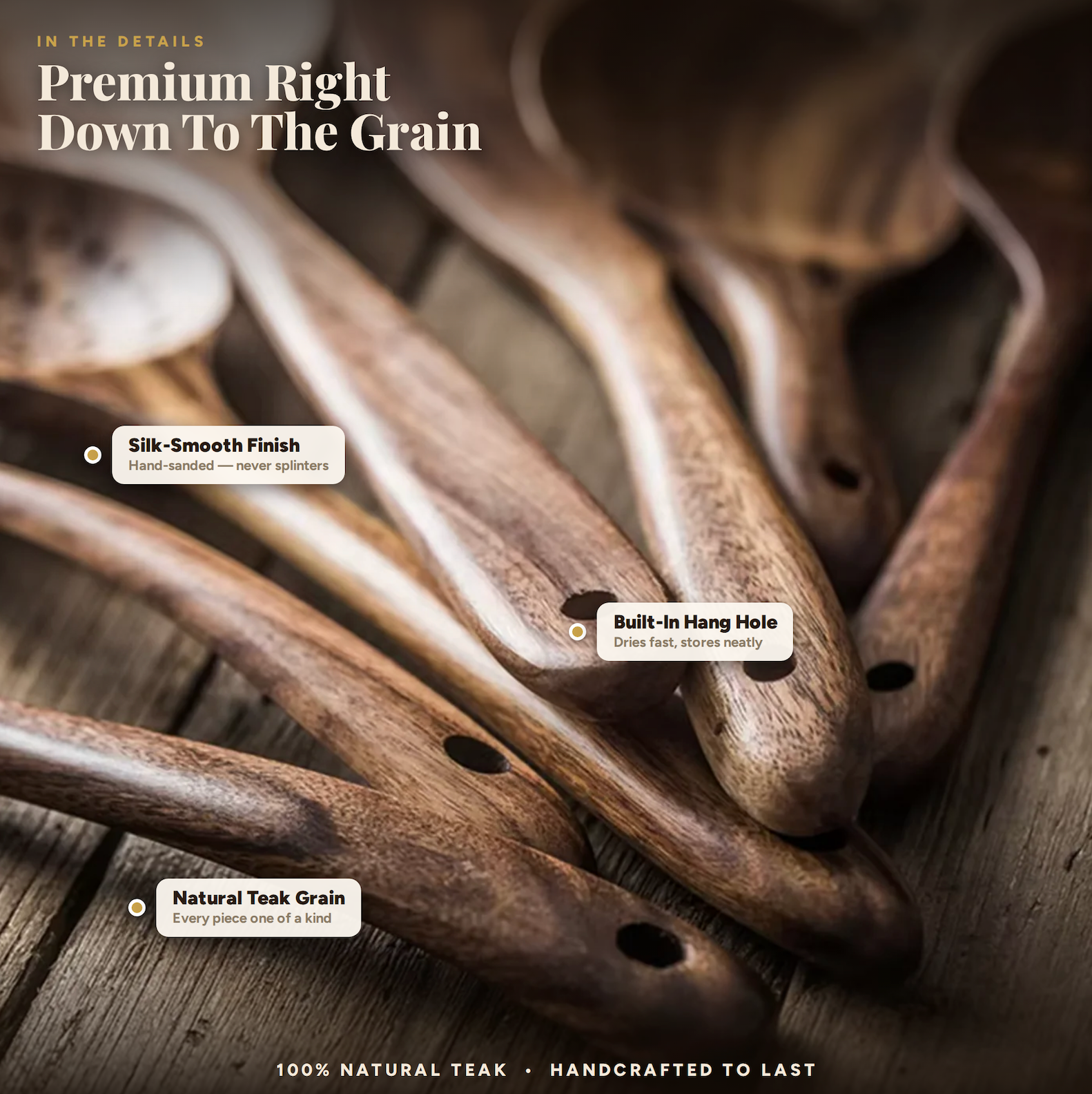 Natural Teak Wooden Utensil Set
