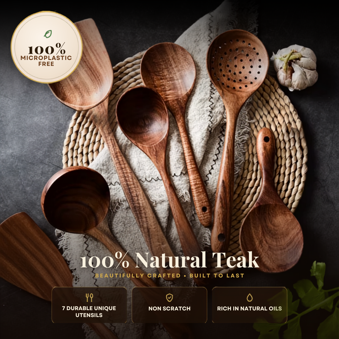 Natural Teak Wooden Utensil Set